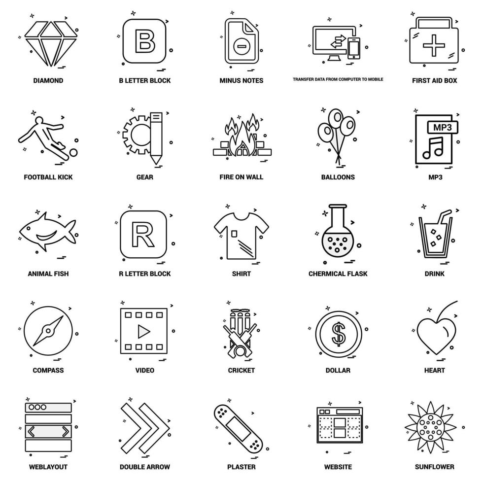 25 Business-Konzept-Mix-Linie-Icon-Set vektor