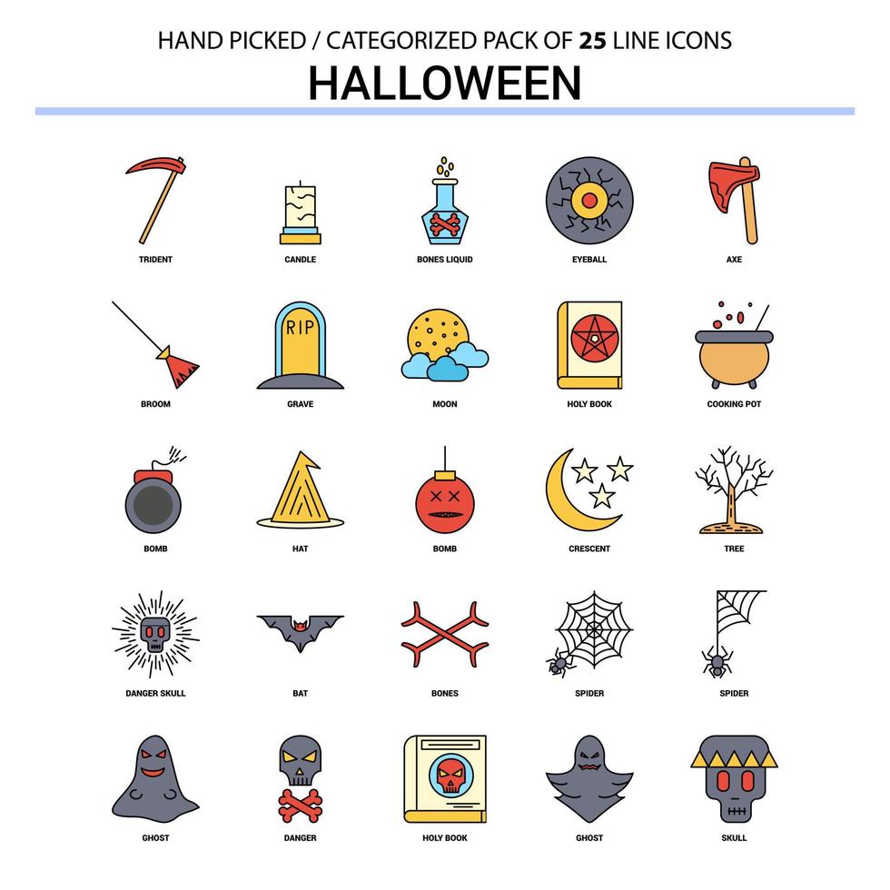 halloween platt linje ikon uppsättning företag begrepp ikoner design vektor