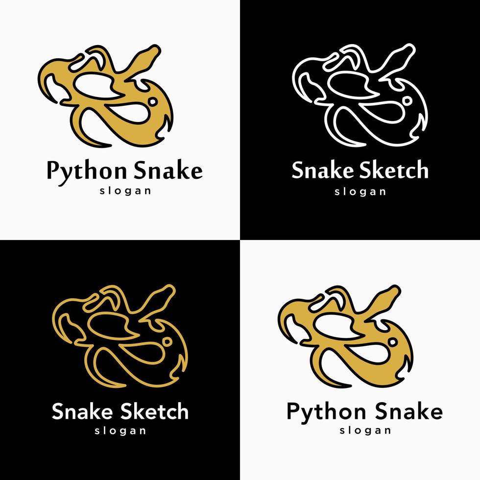set line anaconda python skin mode produkt kleidung marke business logo design vector