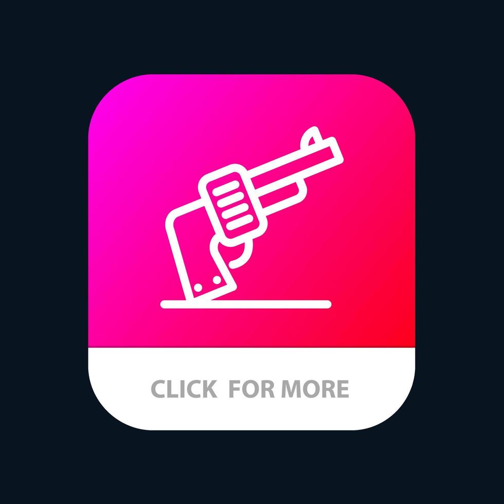 Pistole Hand Waffe amerikanische mobile App-Schaltfläche Android- und iOS-Linienversion vektor