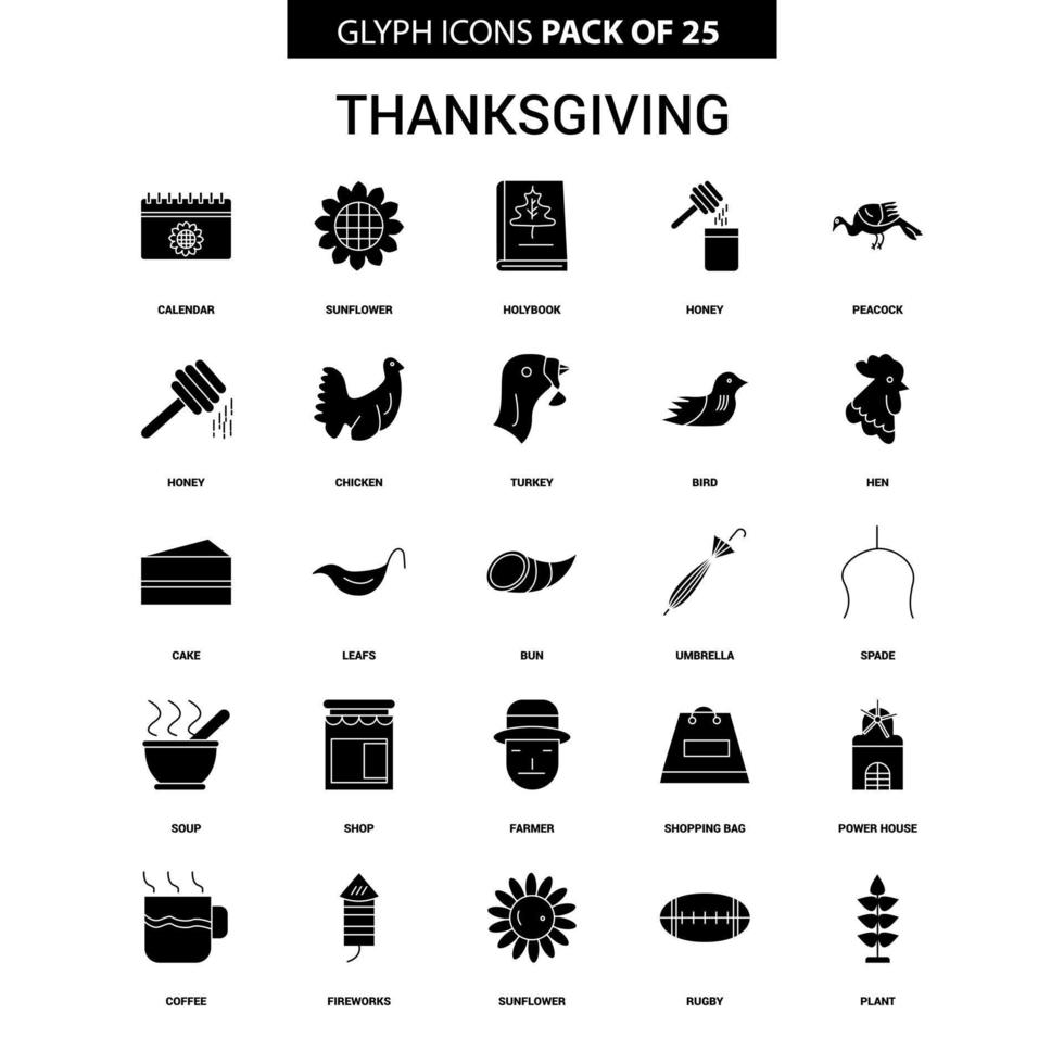 Thanksgiving-Glyphen-Vektor-Icon-Set vektor