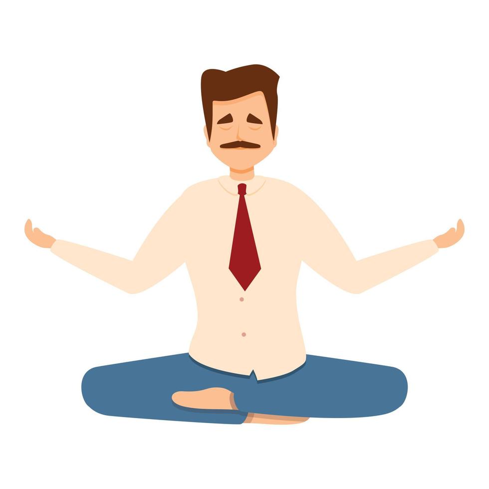 affärsman meditation ikon, tecknad serie stil vektor