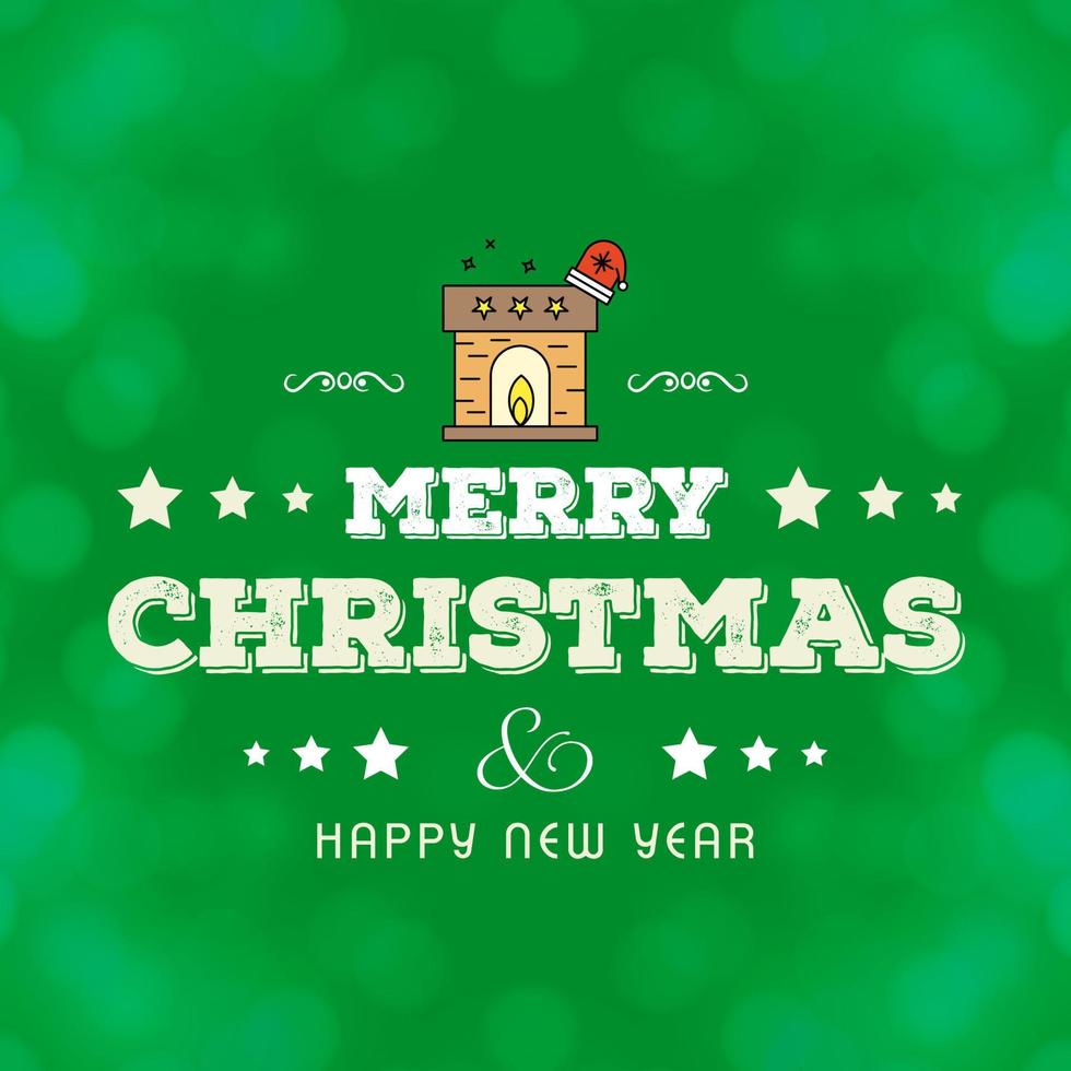 jul hälsningar kort med typografi och grön bakgrund vektor