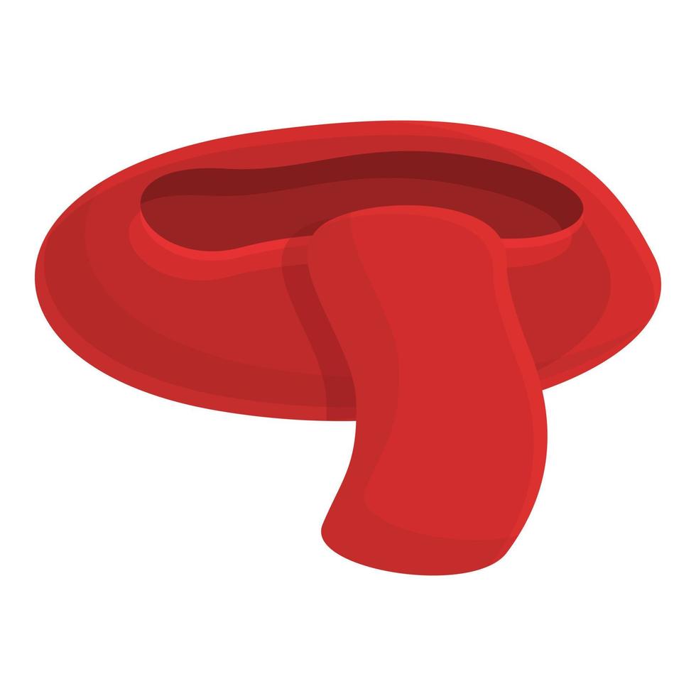 röd scarf donation ikon, tecknad serie stil vektor