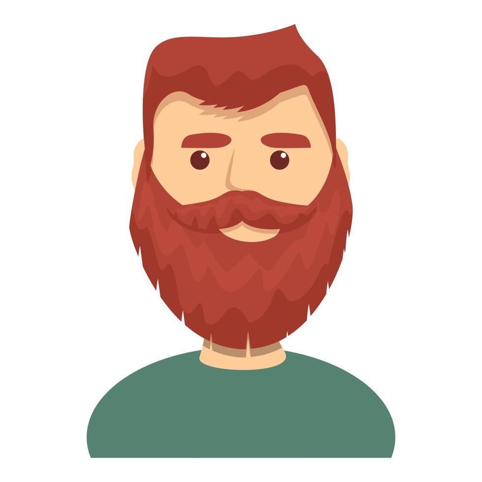 röd håriga skäggig kille ikon, tecknad serie stil vektor