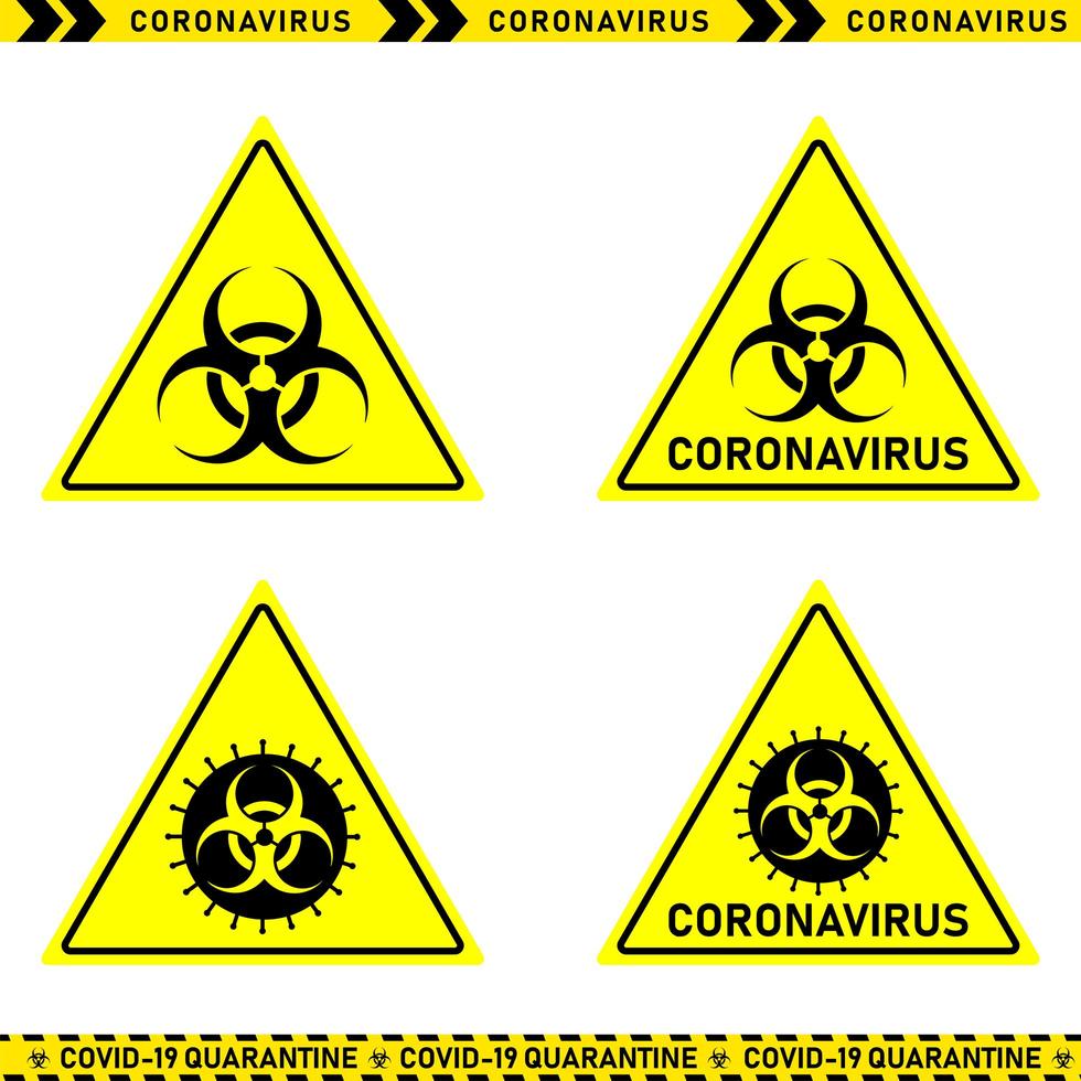 Sammlung von Coronavirus-Warnschildern vektor