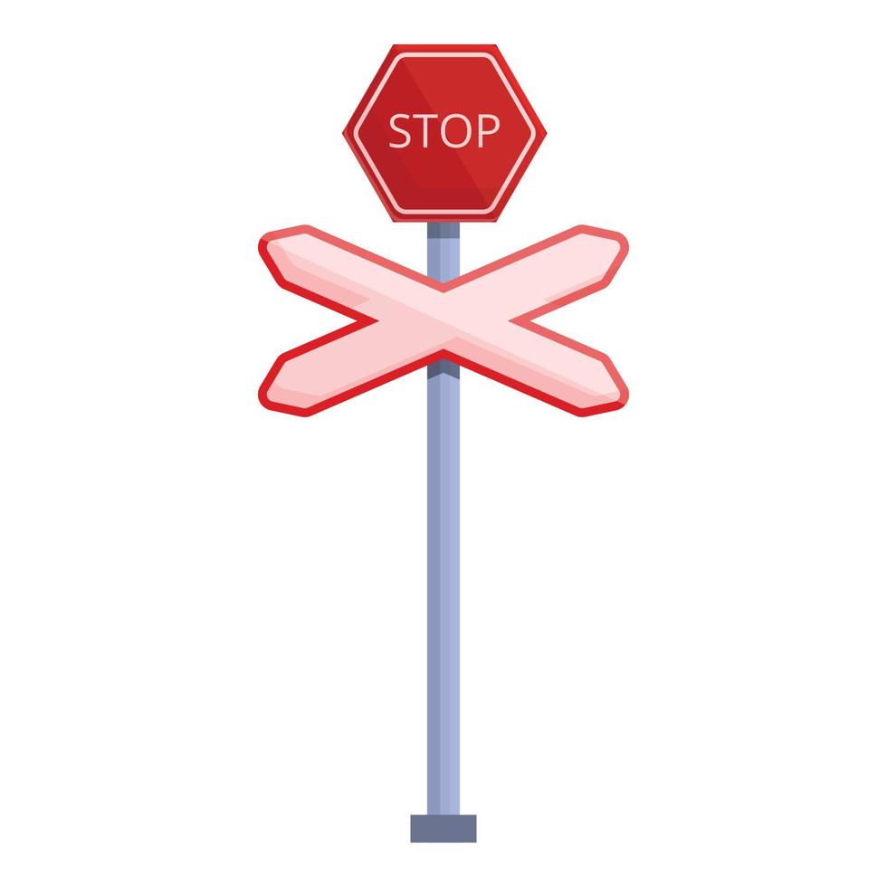 Eisenbahn-Stoppschild-Symbol, Cartoon-Stil vektor