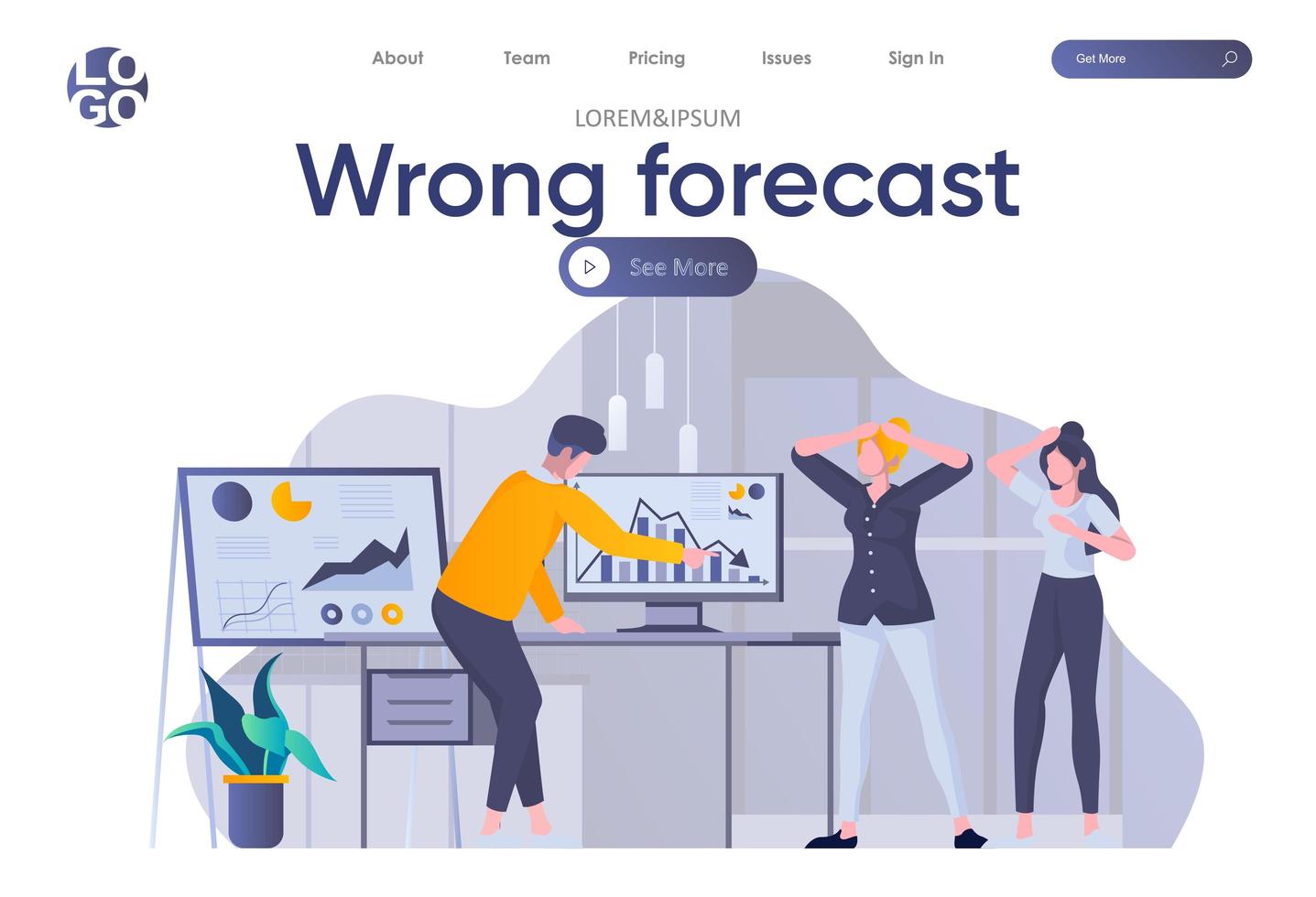 falsche Prognose-Landingpage mit Header vektor