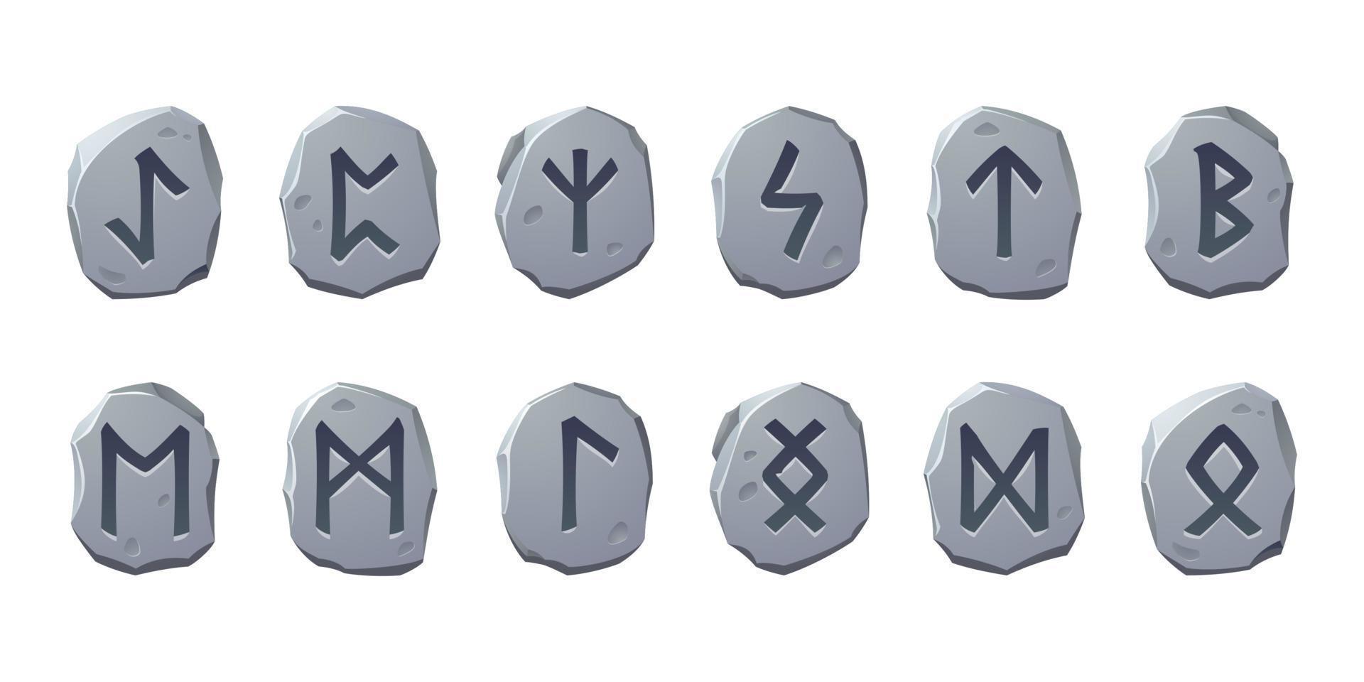 Runensteine mit heiligen Glyphen für das Spieldesign vektor