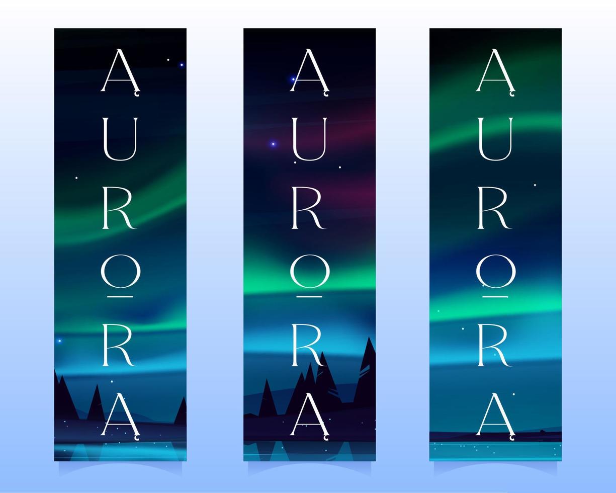 aurora borealis, nordlig lampor på bokmärken vektor
