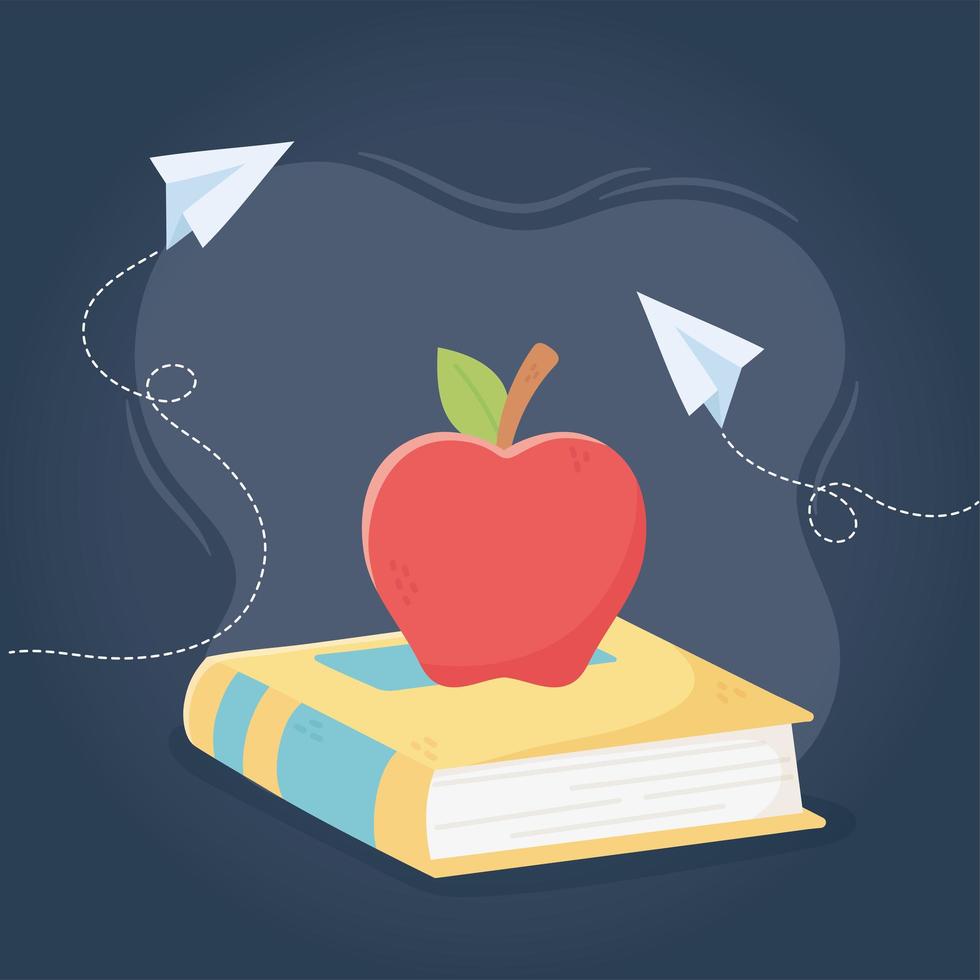 bok och äpple för lärarens dag vektor