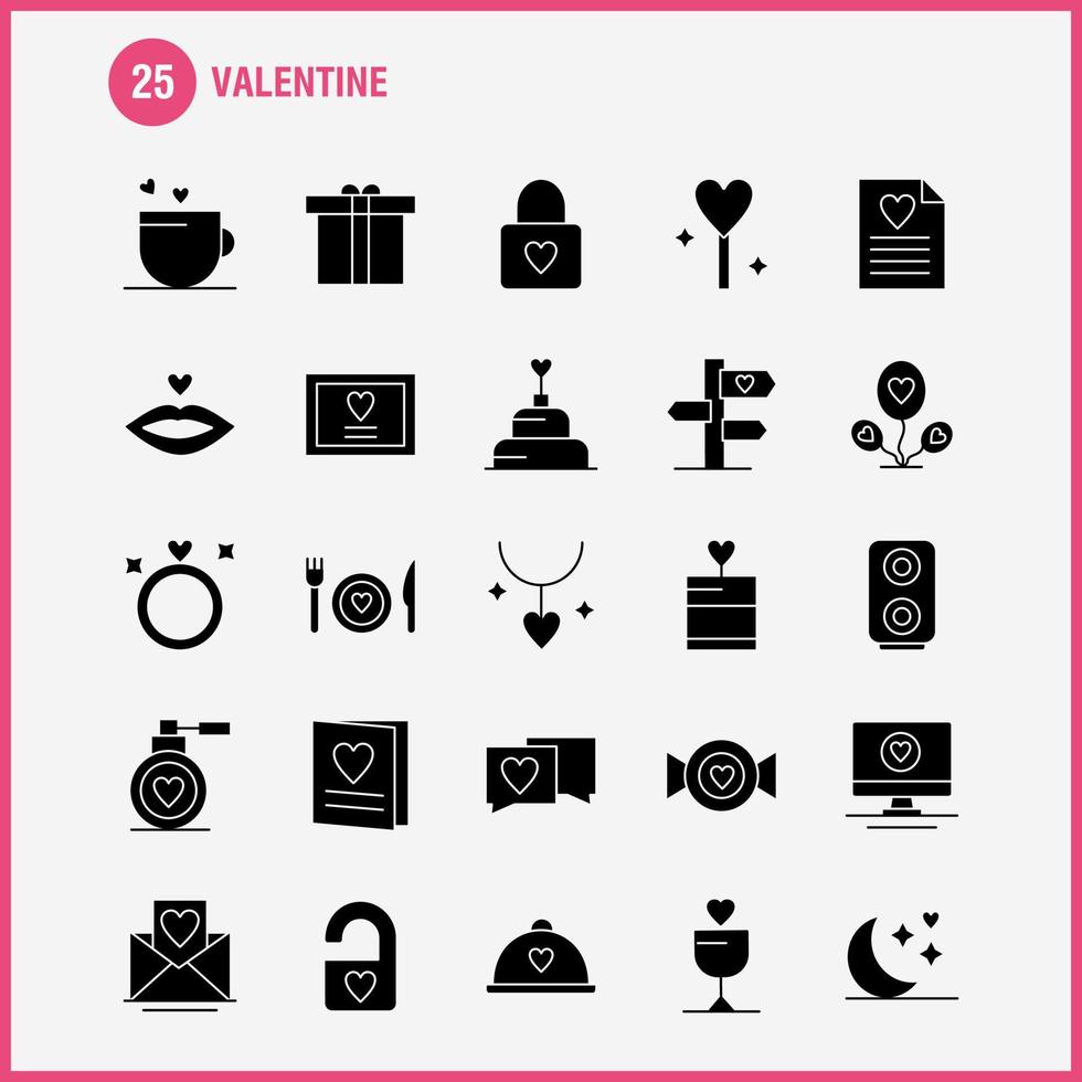 Valentinstag solides Glyphen-Icon-Paket für Designer und Entwickler Symbole der Datei Liebesromantik-Valentinsbild Liebesromantik-Valentinsgrußvektor vektor