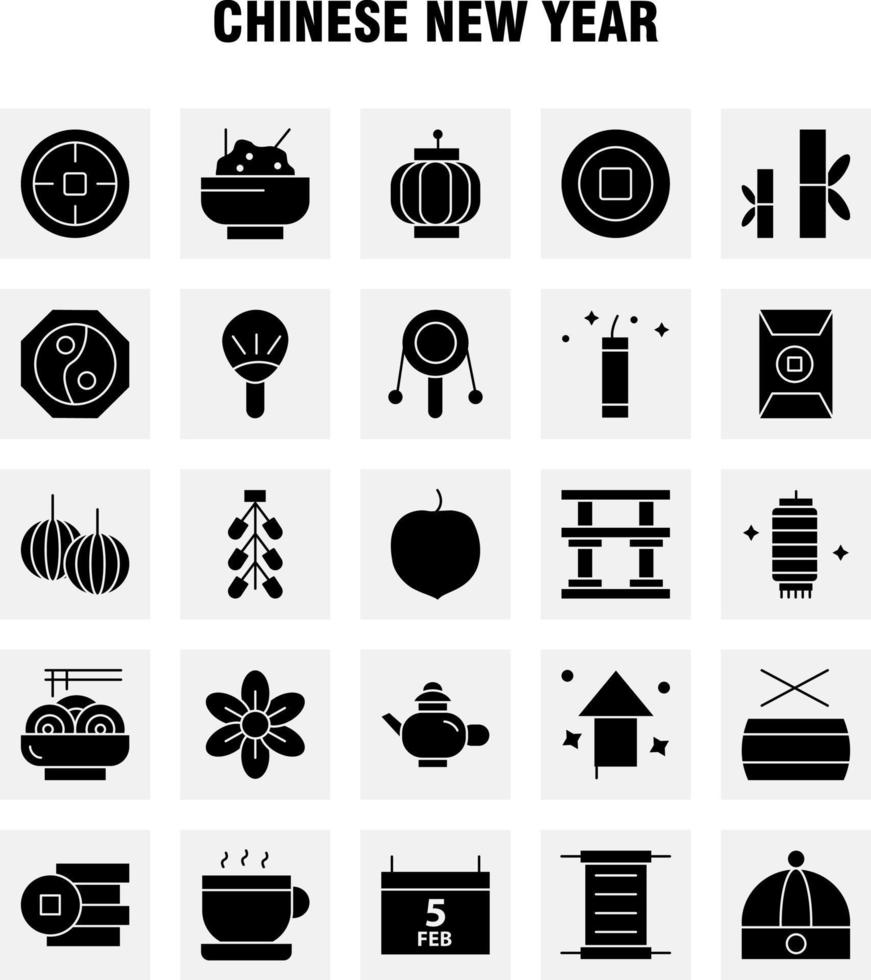 chinesisches neues jahr festes glyphensymbolpaket für designer und entwickler ikonen des kalenders feb monatsplan chinesisches neues spielzeugjahr vektor