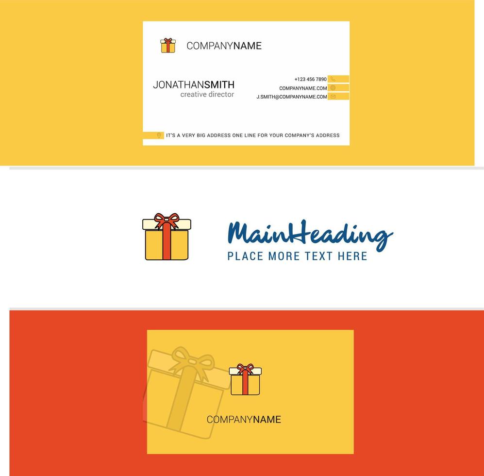 schönes geschenkbox-logo und vertikaler designvektor der visitenkarte vektor