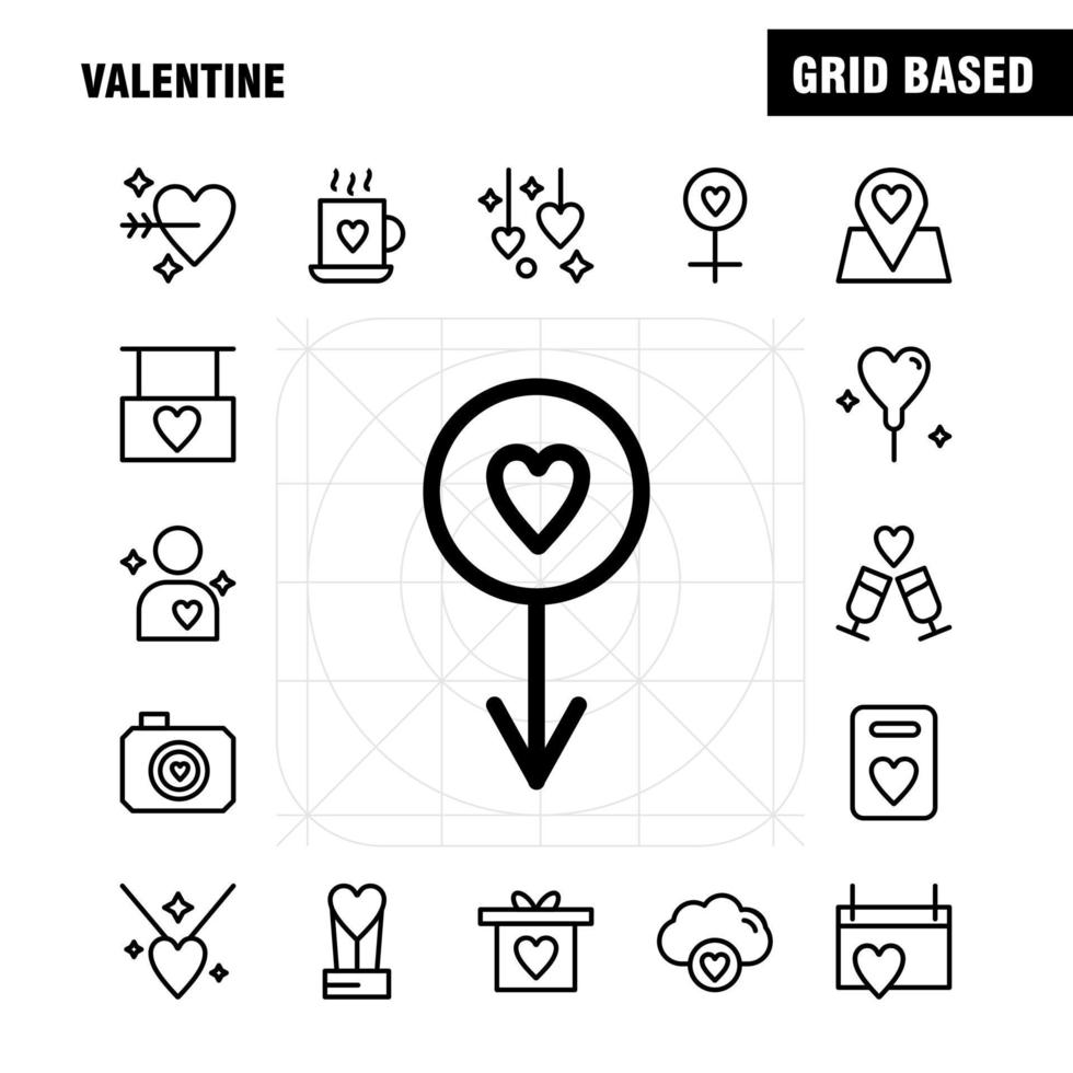 valentine line icon pack für designer und entwickler ikonen des kalenders lieben romantische valentine teetasse romantischen valentine vektor