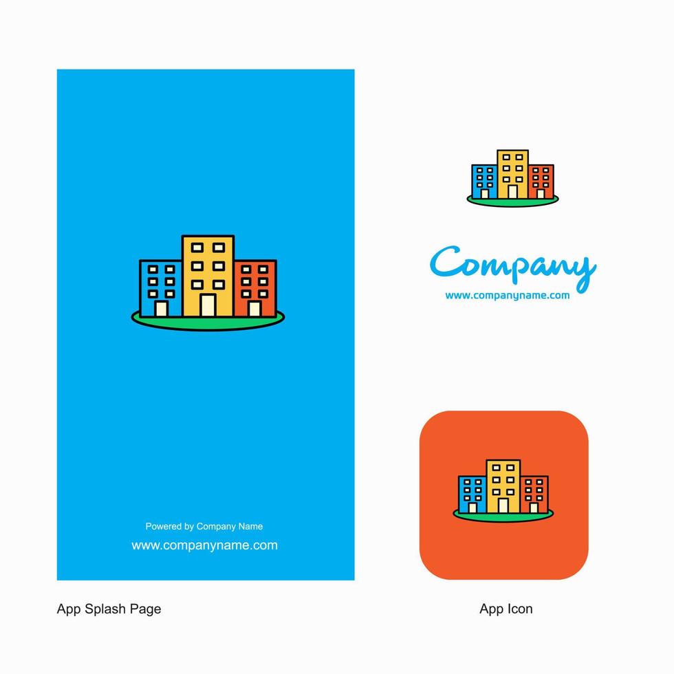 byggnader företag logotyp app ikon och stänk sida design kreativ företag app design element vektor