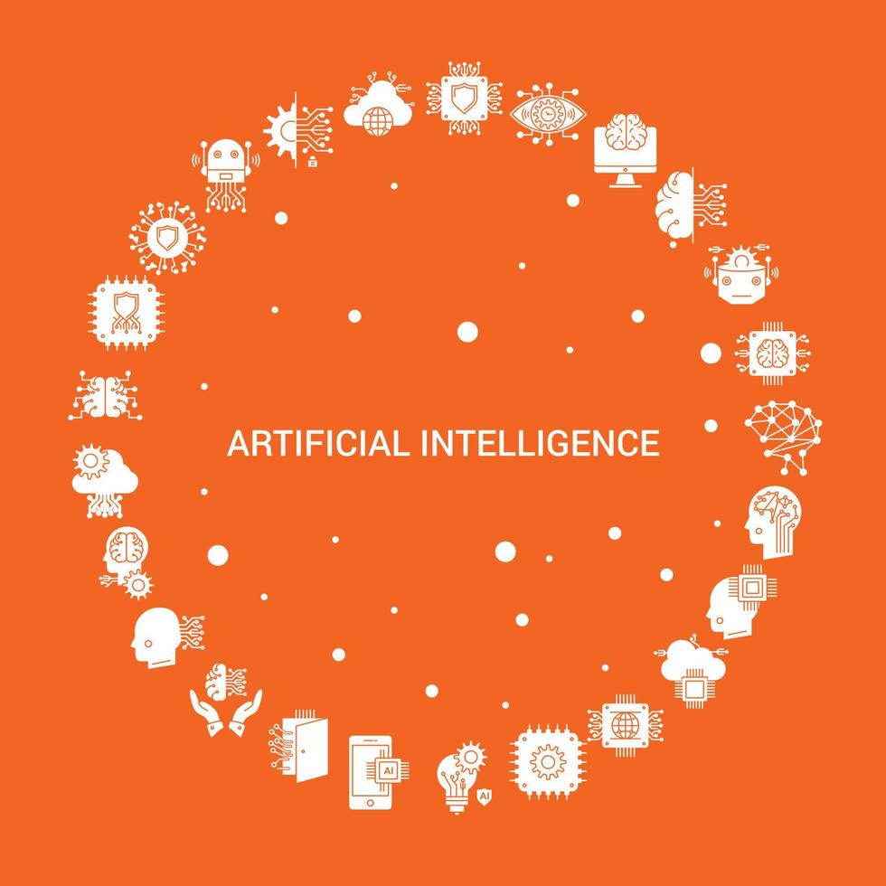 Infografik-Vektorvorlage für Symbolsatz für künstliche Intelligenz vektor