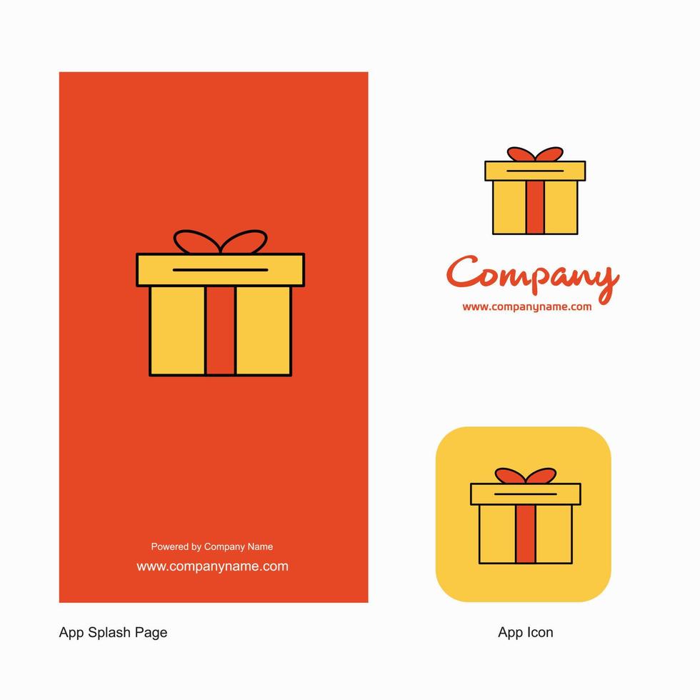 presentlåda företag logotyp app ikon och stänk sida design kreativ företag app design element vektor