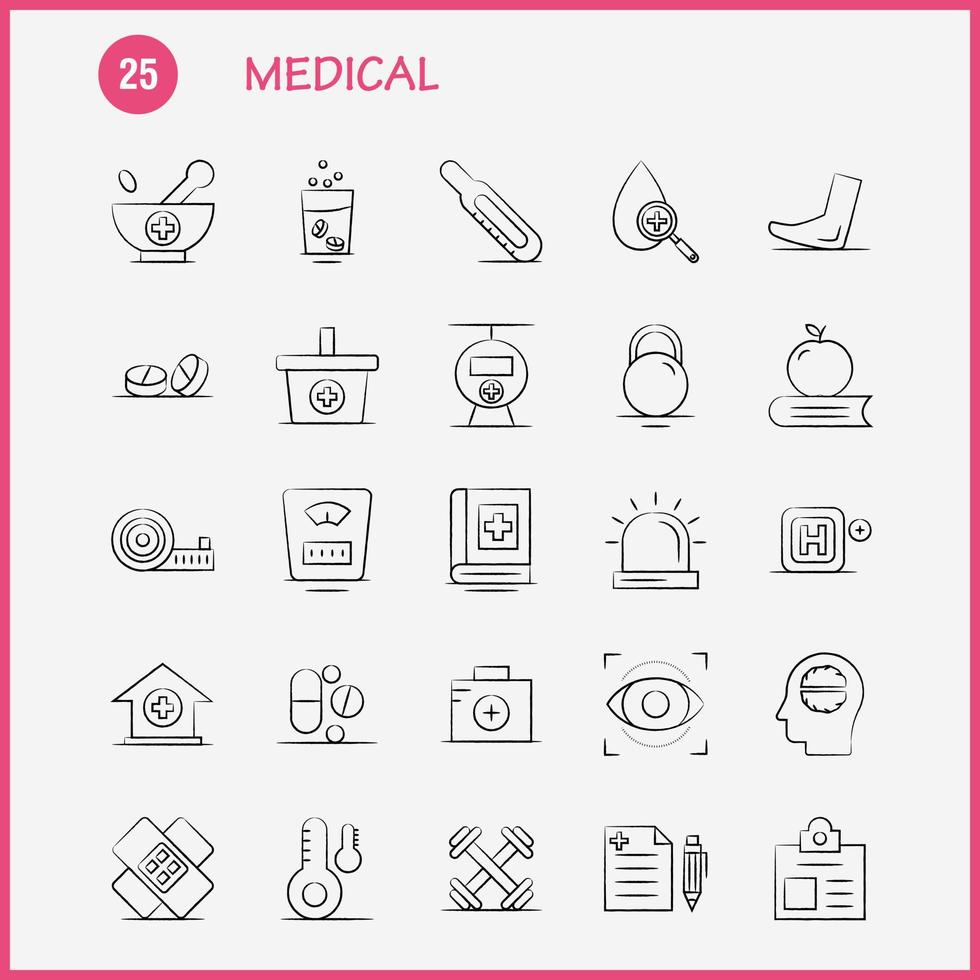 medicinsk hand dragen ikoner uppsättning för infographics mobil uxui utrustning och skriva ut design inkludera testa rör vetenskap medicinsk labb klot medicinsk Karta samling modern infographic logotyp och piktogram ve vektor