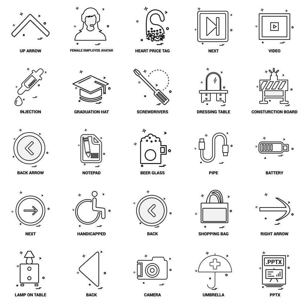 25 Business-Konzept-Mix-Linie-Icon-Set vektor