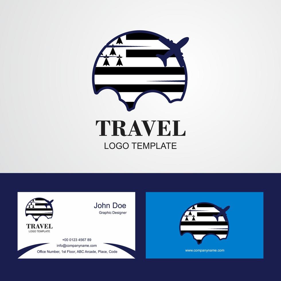 Reisen Sie mit dem Logo der Bretagne-Flagge und dem Design von Visitenkarten vektor