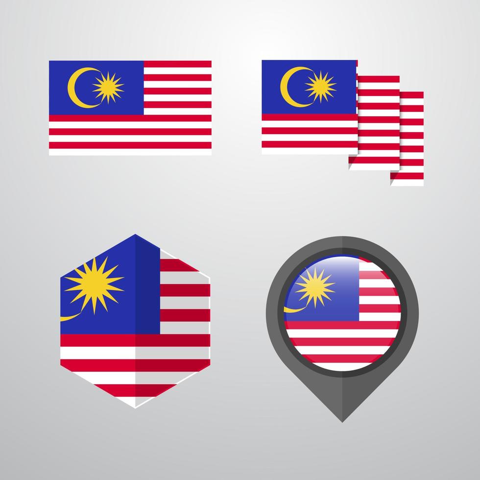 malaysia flagga design uppsättning vektor