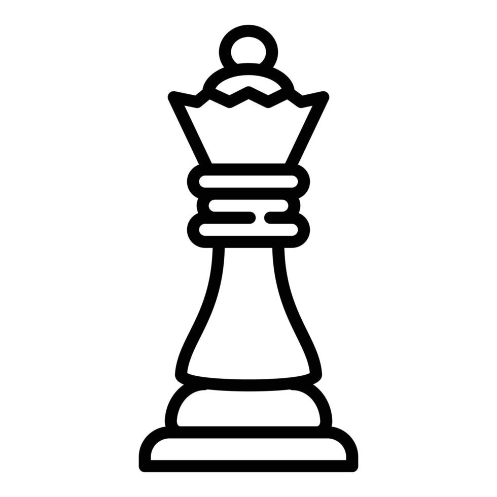 schack drottning ikon, översikt stil vektor