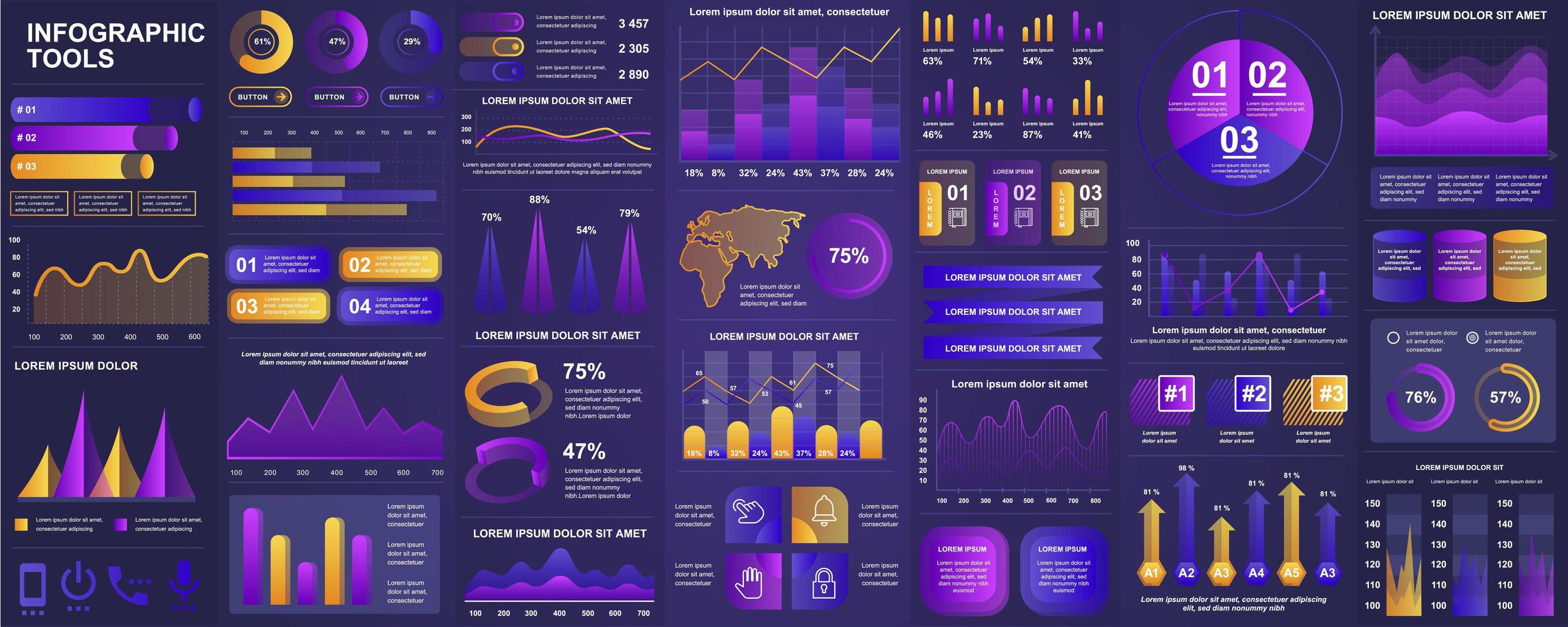 Infografik, UI, UX, Kit-Elemente bündeln vektor