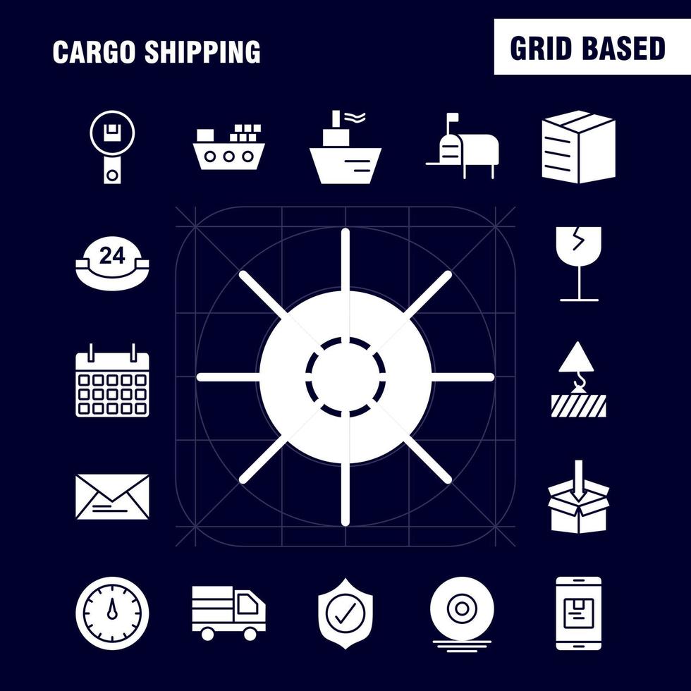 Cargo Shipping Solid Glyph Icon für Web Print und Mobile Uxui Kit wie Schild Cargo Security Delivery Mobile Cell Cargo Box Piktogramm Pack Vektor