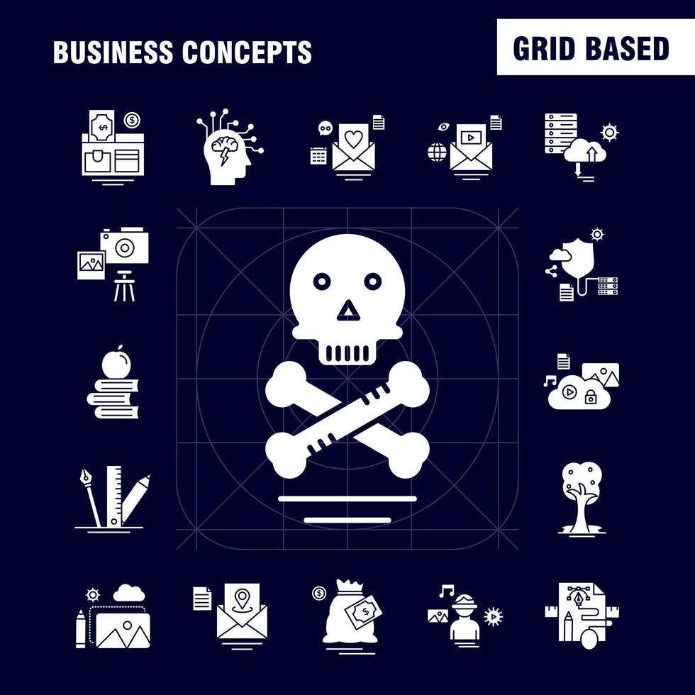 Geschäftskonzepte solide Glyphensymbole für Infografiken, mobiles Uxui-Kit und Druckdesign umfassen Laptop-Computer, E-Mail-Nachricht, Website-Einstellung, Website-Internet-Sammlung, moderne Infografiken vektor