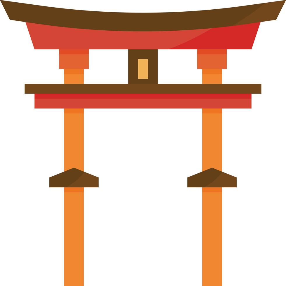 torii tor japan wahrzeichen tempeltor - flaches symbol vektor