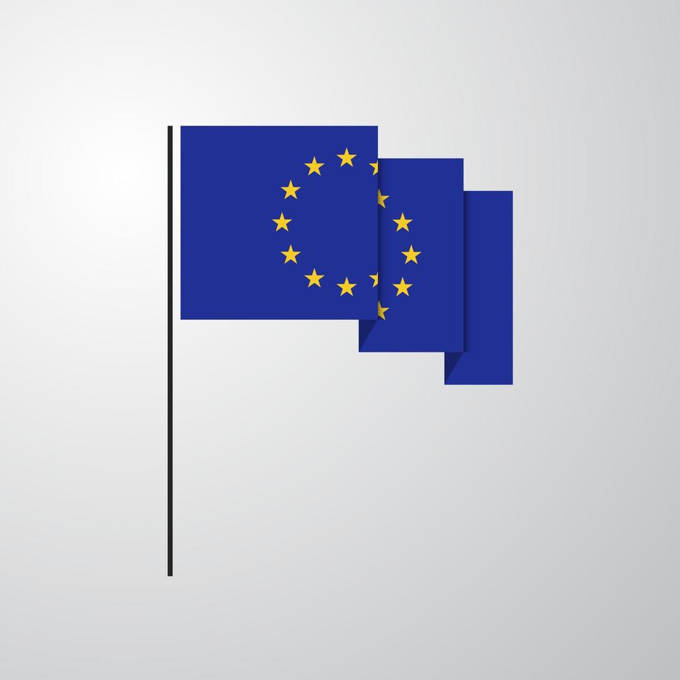 kreativer hintergrund der wehenden flagge der europäischen union vektor