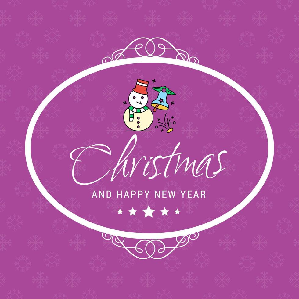glad jul kort med kreativ design och lila bakgrund vektor