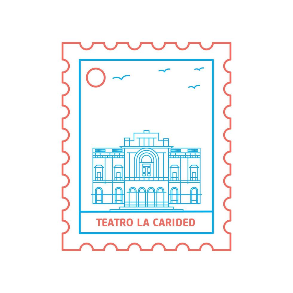 teatro la kariderad porto stämpel blå och röd linje stil vektor illustration