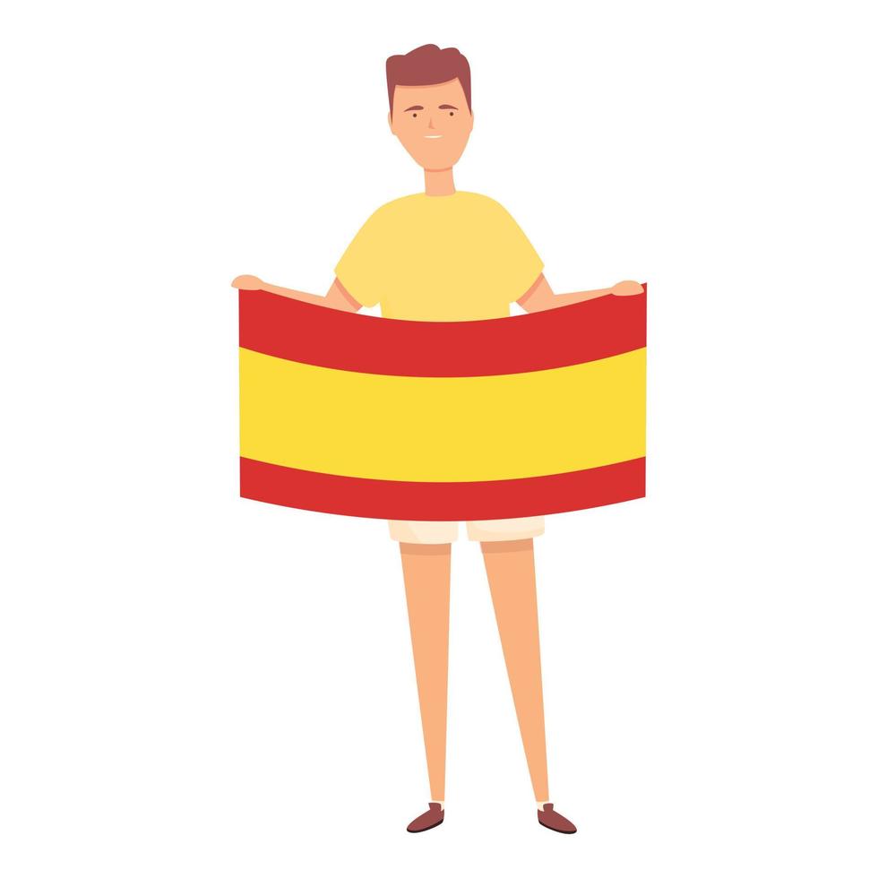 Junge mit spanischem Flaggensymbol Cartoon-Vektor. kindliche Welt vektor