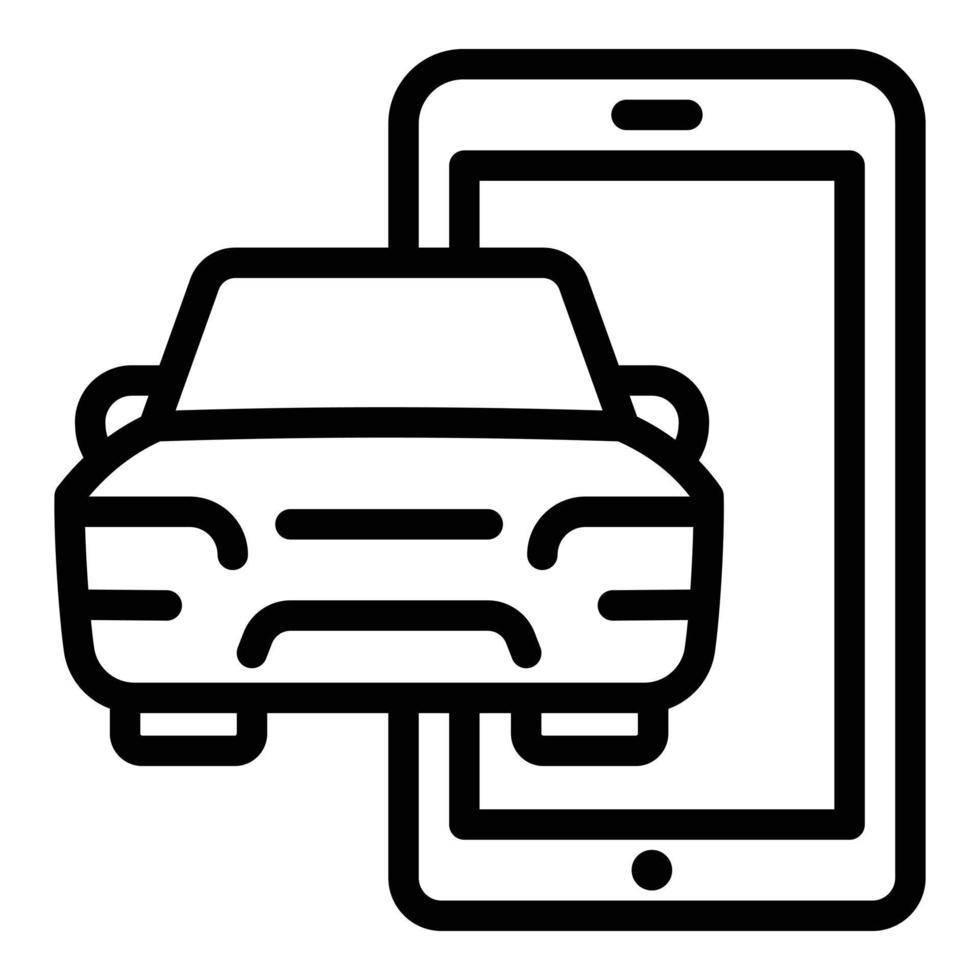 Telefon-Car-Sharing-Symbol, Umrissstil vektor