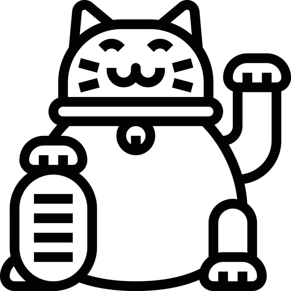 maneki neko pengar japan japaner - översikt ikon vektor