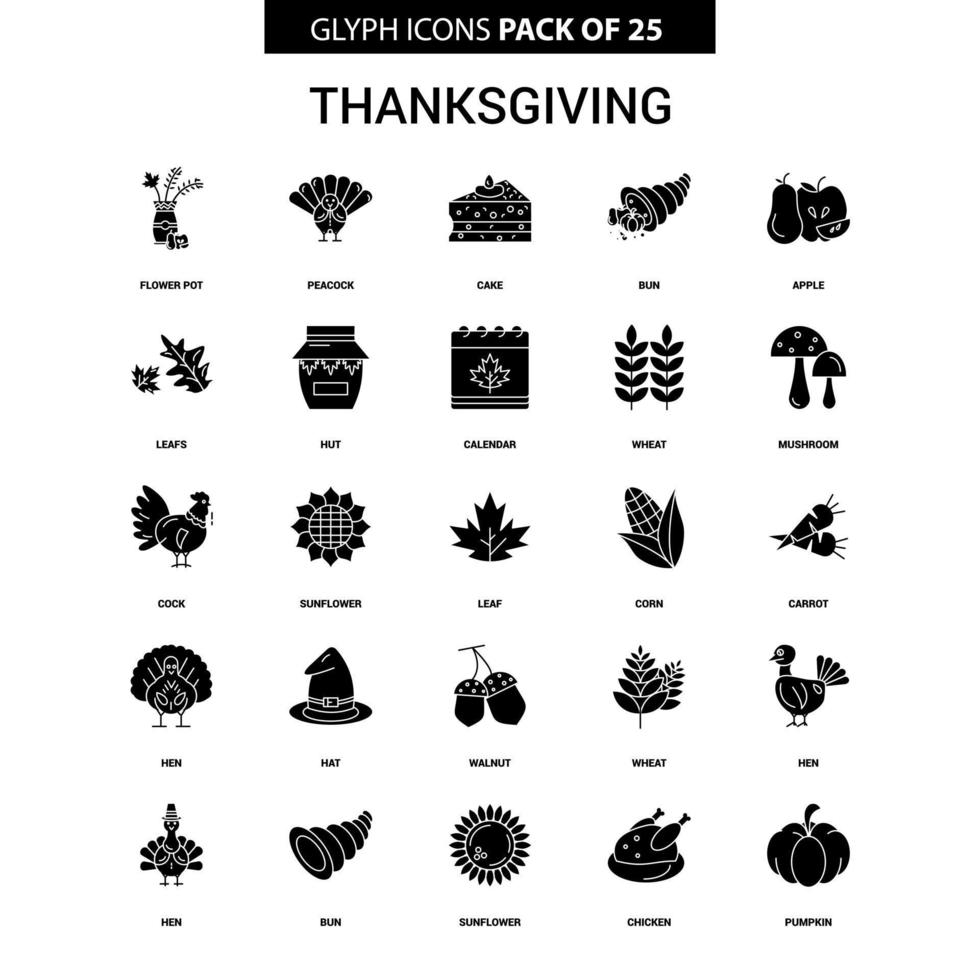 Thanksgiving-Glyphen-Vektor-Icon-Set vektor