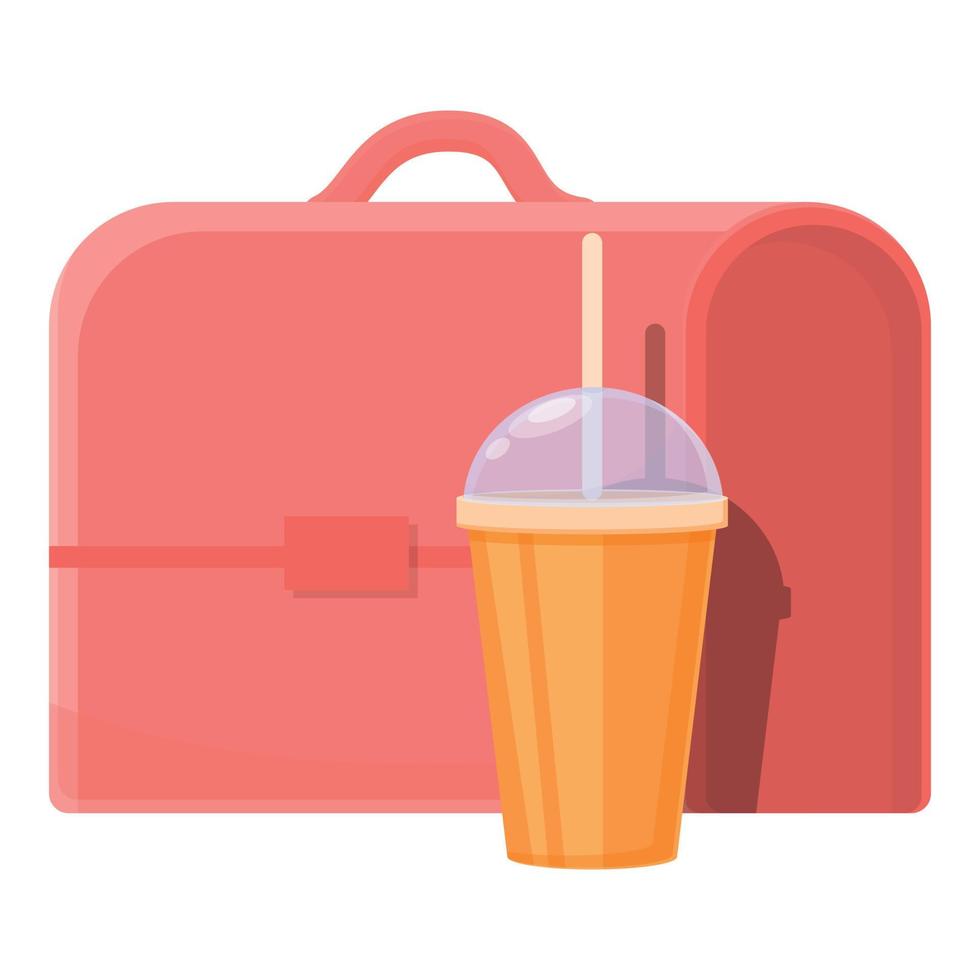 Schule-Frühstück-Saft-Cup-Symbol, Cartoon-Stil vektor