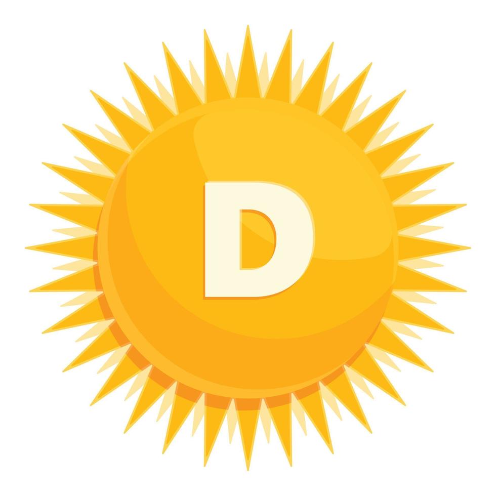 strahlende Sonne Vitamin-Symbol, Cartoon-Stil vektor