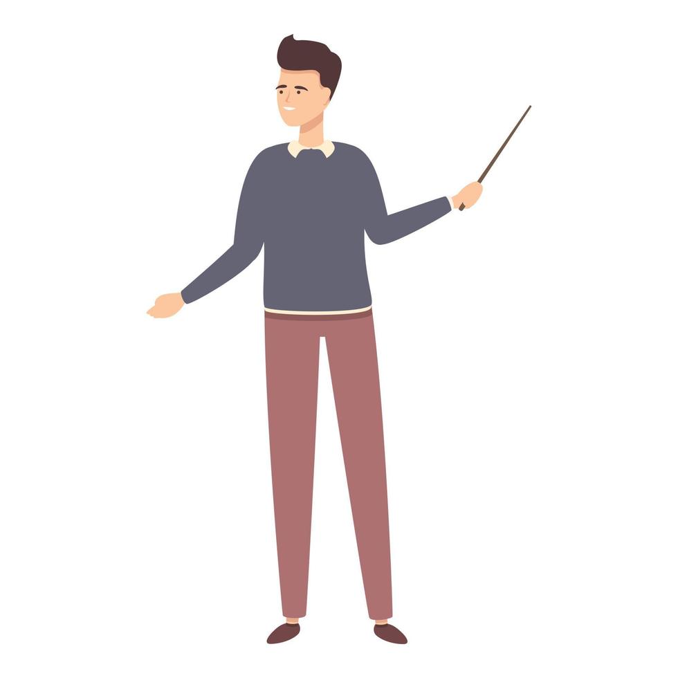 Lehrer mit Stick-Symbol Cartoon-Vektor. männlicher Charakter vektor