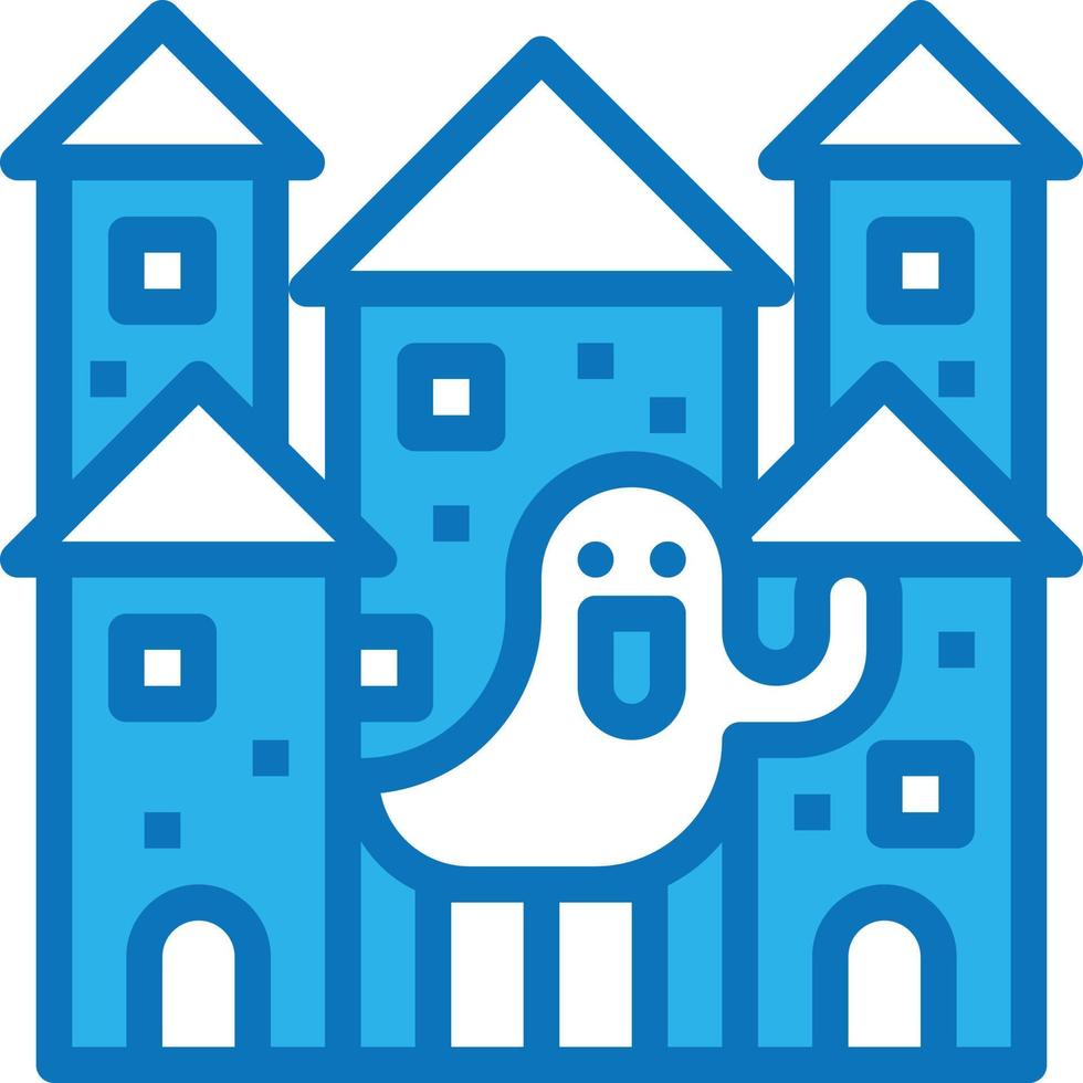 slott spöke huanted hus halloween - blå ikon vektor