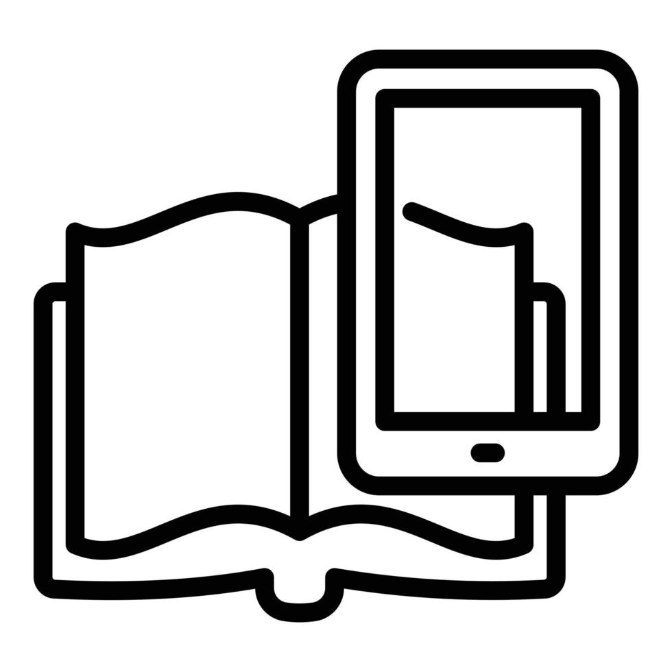 interaktiv inlärning bok Sök ikon, översikt stil vektor