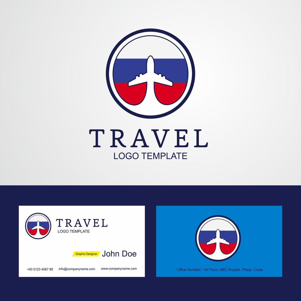 reise russland kreatives kreisflaggenlogo und visitenkartendesign vektor