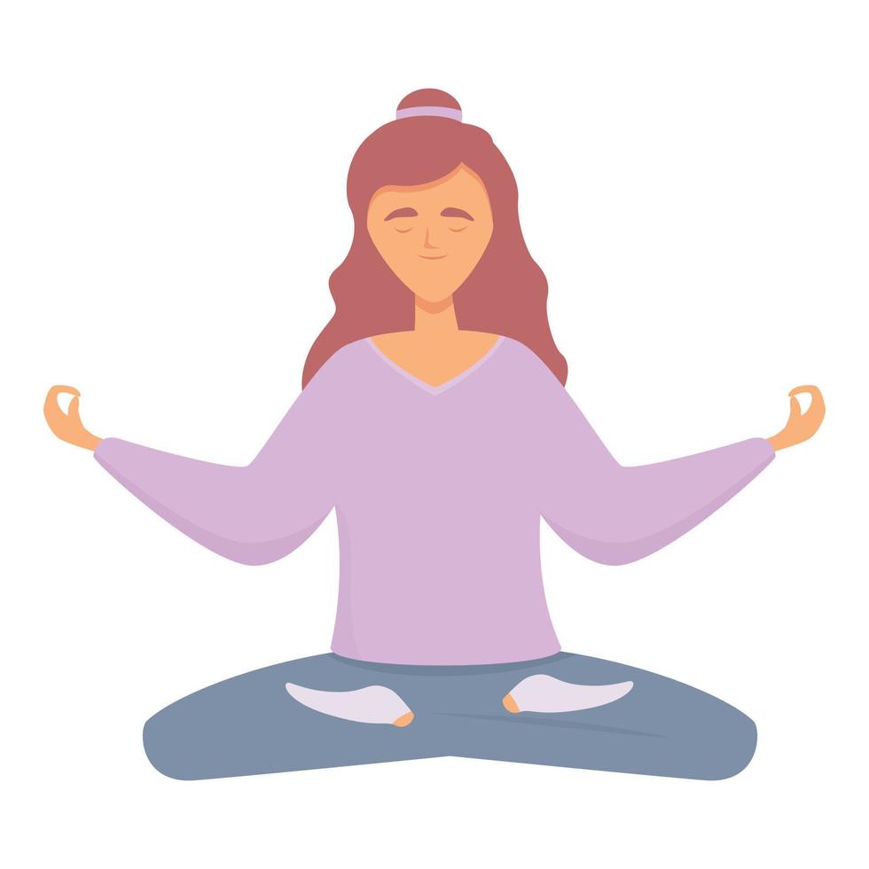 koppla av meditation ikon tecknad serie vektor. kvinna meditera vektor