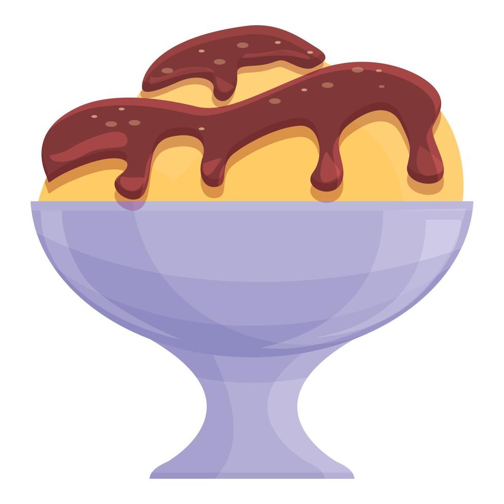 Eis mit Schokoladenbelag-Symbol, Cartoon-Stil vektor