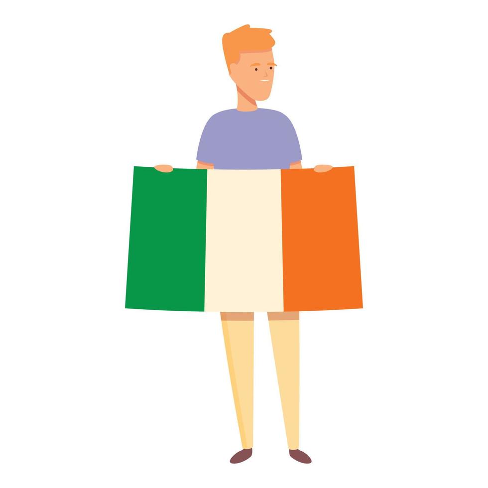 Junge mit Irland-Flaggenikonen-Karikaturvektor. niedliches Kind vektor