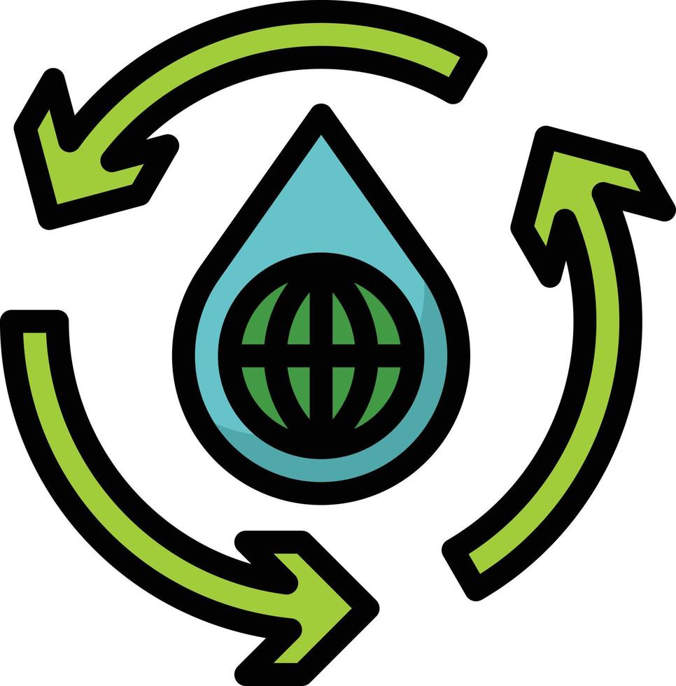 Wasser wiederverwenden, recyceln, Welt retten - gefülltes Umrisssymbol vektor