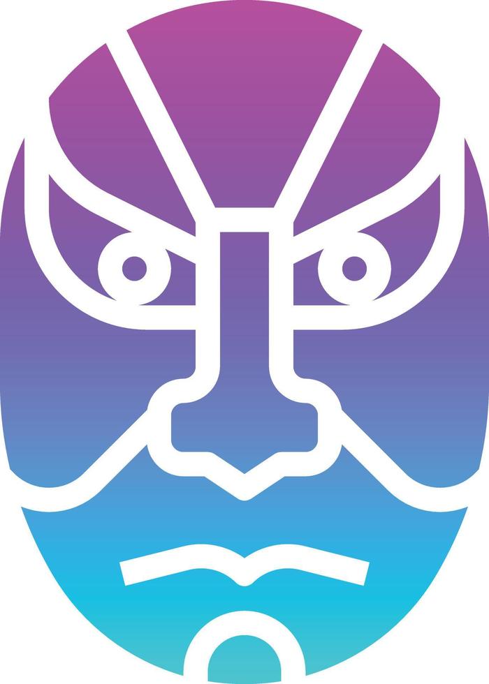 kabuki-maske, die dramatisches japan wirkt - solides verlaufssymbol vektor