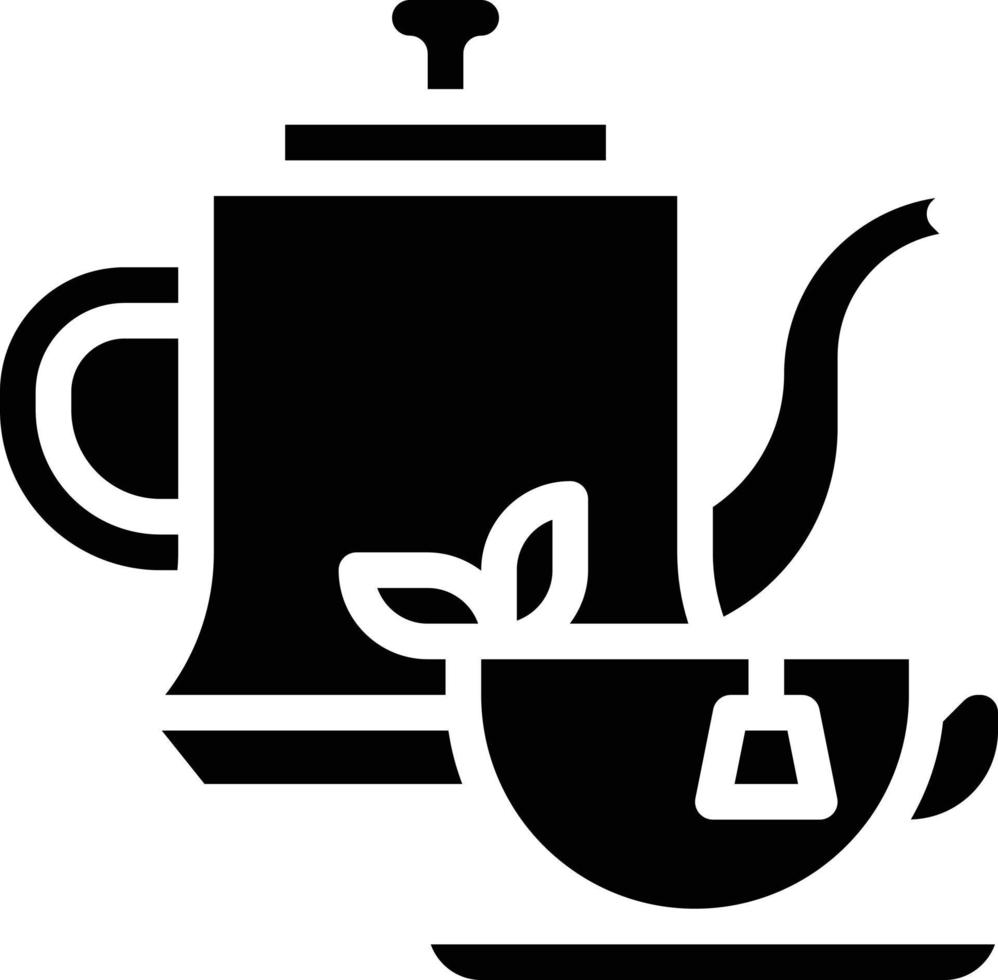 Tee, heißer Kaffee, Café-Restaurant - solides Symbol vektor